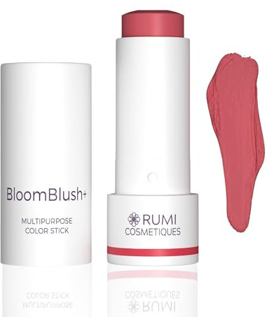 Rumi Cosmetiques BloomBlush+ Blush Stick 3-in-One - Cheeks, Eyelids, Lips - Cream Blusher for Mature Skin - Blendable, Moisturizing, Hypoallergenic (Berry Kiss)