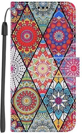 ChoosEU Coque pour iPhone SE 2022 / SE 2020 / iPhone 7 / iPhone 8 Flip Case Portefeuille Antichoc Étui à Rabat et Folio Etui Cuir Pochette avec Silicone Motif Cover Fonction Support Housse - Mandala