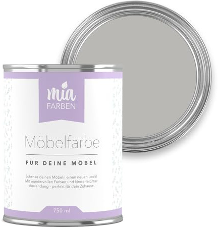 miafarben Möbelfarbe für Holz 750ml, Kreidefarbe, Möbellack ohne schleifen, Kreidelack (Sanftes Wolkengrau)