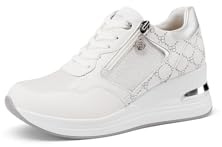 Renato Balestra Scarpe da Ginnastica Donna con Zeppa Sneakers con Zip RB2530 (Bianco, Sistema Taglie Calzature EU, Adulto, Donna, Numero, Media, 40)