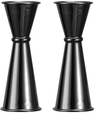 Mafagwre Lot De 2 Doseur Cocktail, Verres Doseurs pour Cocktails, 30ml/ 60ml Doseur à Alcool Double, Jigger à Cocktail en Acier Inoxydable, Doseur à Cocktail Doseur Alcool (Noir)