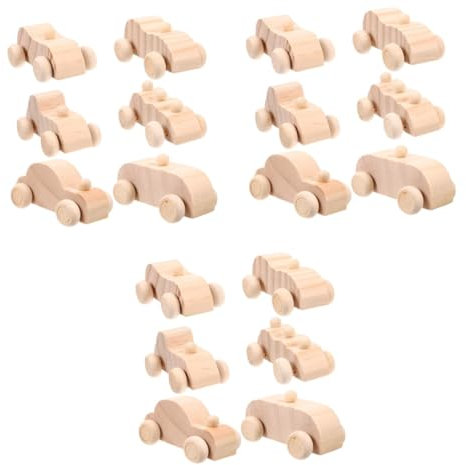 Toyvian 24pcs Mini Wooden Cars DIY Painting Toys for Boys and Girls Wooden Crafts Unfinished Car