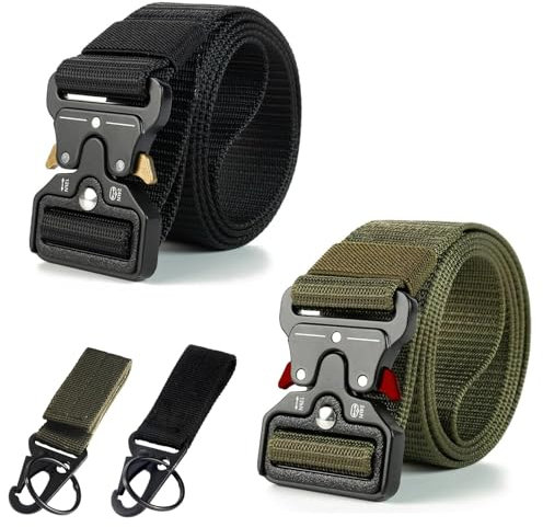 4 Stück Arbeitsgürtel Herren Paket, Gürtel Arbeitshose Herren, Taktischer Gürtel Herrens Geeignet für Tägliche Freizeit und Outdoor Aktivitäten wie Camping oder Outdoor Arbeiter (Schwarz und Grün)