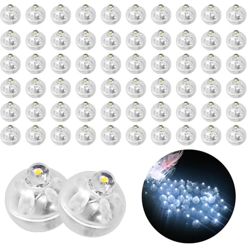 Roselee Mini Led Palloncini Luci Bianchi, 60pezzi Mini Lampada Led Palloncini Luci Rotondo Lanterne per Festa di Compleanno, Matrimonio, Halloween, Decorazione Natalizia