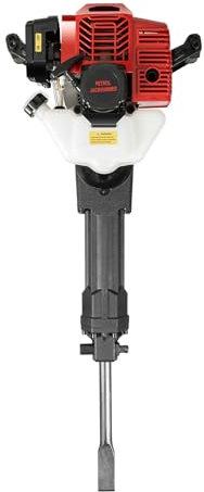 Gucdaqc Demolition Jack Hammer, 1900w, 52cc, 2-Stroke, 44mm, Single-Cylinder, Gasoline-Powered, with Point Chisel and Flat Chisel, 61 * 38.5 * 26.5cm
