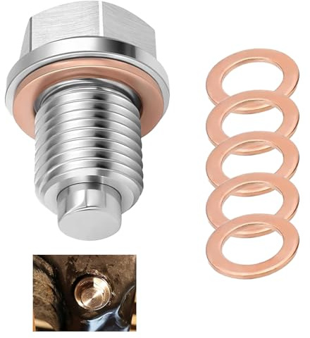 Gurxi 1 Piezas Tornillo Magnético Drenaje Con 5 Arandela Tornillo Carter Aceite m14 x 1.5 Tornillo Tapón Carter Drenaje Carter Aceite De Acero Inoxidable Tornillo De Cárter
