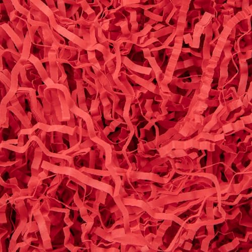 500g Red Shredded Tissue Paper for Gift Boxes and Hampers | Crinkle Cut, Ideal Hamper Filling Gift Packaing Filler Suitable Birthday Wedding Engagement Christmas Anniversary