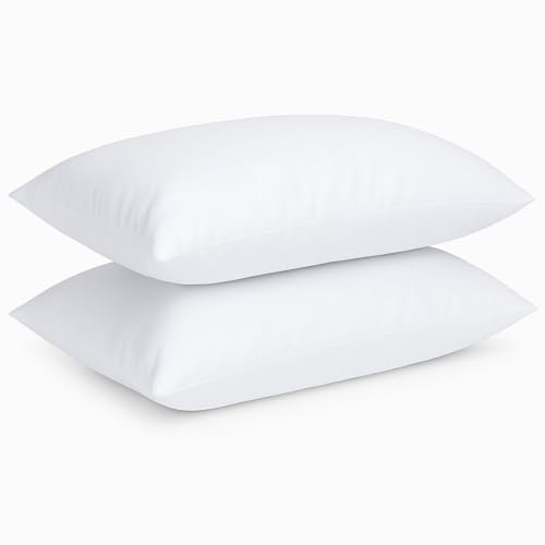 ML Massari Luxury Pillows Pack of 2 – Soft & Supportive Bounce Back Hollow Fibre Filling, Anti Allergy, Plain White, Premium Comfort for Side & Back Sleepers (Pack of 2)