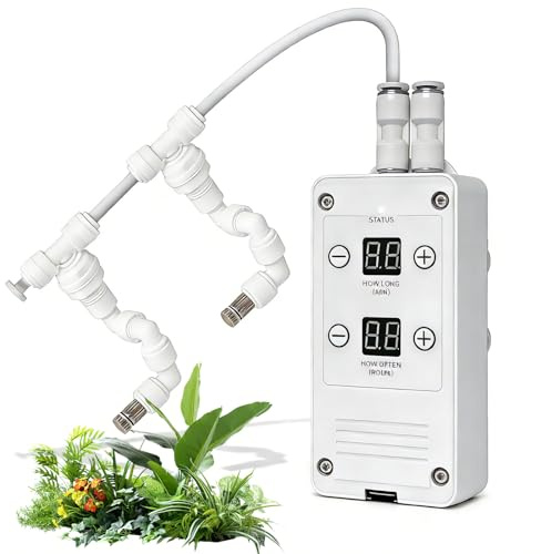 Bevattningssystem, terrarium, smart, intelligent reptil, vinebelsystem med sprutmunstycken 360° med timer, reptilluftfuktare, automatisk atomizer för kameleoner, amfibier, växter