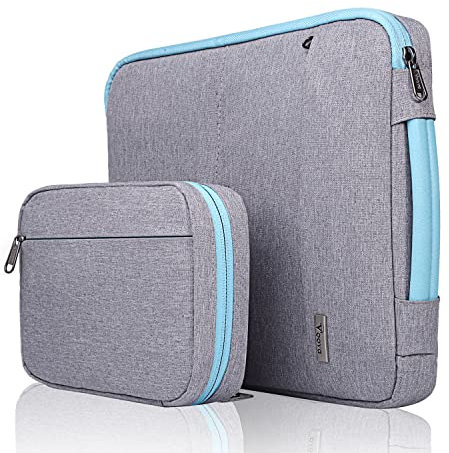 Voova Laptop Sleeve Case 13 13.3 14 Inch with Detachable Accessories Organiser Pouch,360° Protective Computer Bag Cover for MacBook Air 13 M1/M2 2020-2022,MacBook Pro 13/14,Chromebook 14,Light-grey