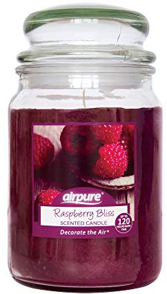 AIRPURE Large Candle Scented, Raspberry Bliss Fragrance, 18oz Jar, 120 Hour Ornamental Candles, Fill The Room with a Warm and Homey Fragrance, for The Bedroom, Bathroom, Family Room or Office