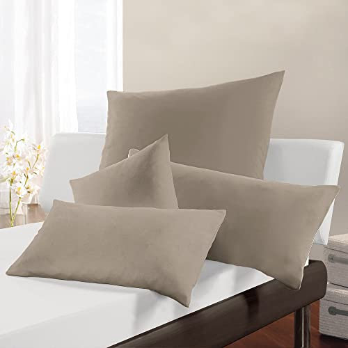 Erwin Müller Kissenbezug, Kissenhülle Interlock Mako-Jersey - Serie München - perfekte Passform, formstabil, bügelfrei, mit Reißverschluss - Kiesel Größe 40x60 cm