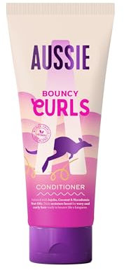 Aussie Acondicionador Hidratante Bouncy Curls | Para Cabello Seco, Ondulado Y Rizado | Aceite De Coco, Jojoba Y Nuez De Macadamia | Fórmula Vegana Sin Maltrato Animal | Hidratación Diaria