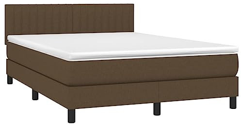 vidaXL Boxspringbett mit Matratze Doppelbett Polsterbett Bettgestell Hotelbett Bett Bettrahmen Lattenrost Schlafzimmerbett Dunkelbraun 140x200cm Stoff