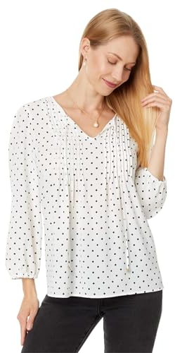 Tommy Hilfiger Blusa de Gasa de Manga Larga para Mujer, Marfil/Capitán Cielo, S