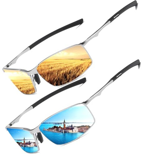 LEDING&BEST Polarisierte Pilotenbrille Sonnenbrille Herren Damen Freien Leichtgewicht Metallrahmen Angeln Golf Fahren Stilvoll Retro Flieger brille Cat 3 CE