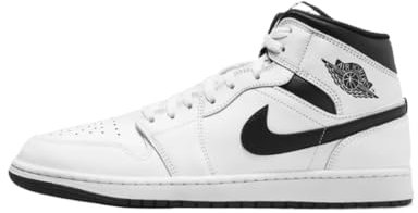 Jordan Herren 1 Mid White/Black-White-Black (DQ8426 132), Weiß/Schwarz-Weiß-Schwarz, 47 EU