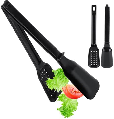 LWMTT Pinze da Cucina Posate per Insalata in Plastica Pinze da Cucina Professionali Lavabili in Lavastoviglie Pinze per Alimenti - Nero