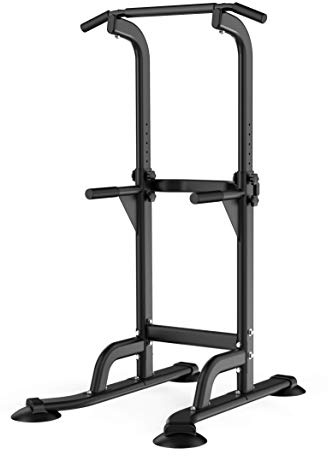 DONIUZ Power Tower Pull Up Bar and Dip Station, Multi-Function Home Gym, Strength Training Fitness Equipment, Height Adjustable(BLACK)