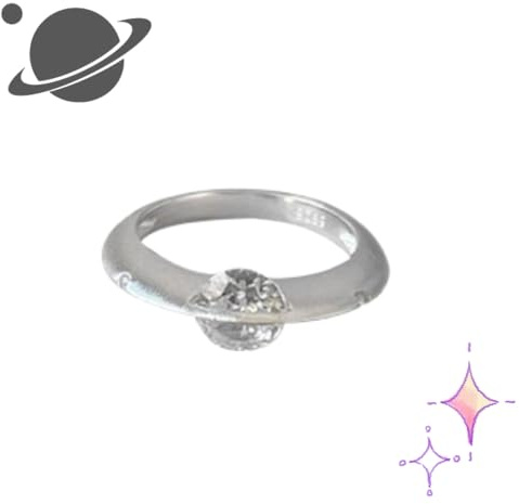 Bague Planète Tournante - S925 Argent Sterling, Bague Diamant Rotatif Stellaire Cosmique, Bague Planète Élégante Tournante, Bague Tournante pour Femme, Bague Planète Étincelante Cadeau pour Elle