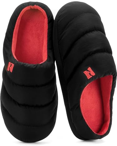 RockDove chausson pour homme avec mousse à mémoire de forme, modèle Campground, Taille 44/45 EU Hommes, Noir et rouge