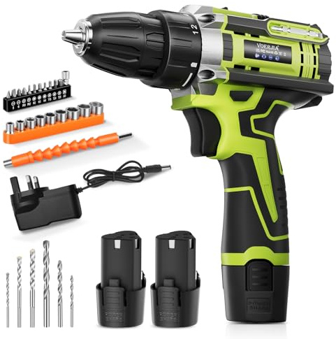 12V klein Akkuschrauber Set, Akku bohrschrauber mit 2 * 2000 mAh Akkus, 3/8 Bohrfutter, 18+1 Drehmoment, Led lichter & 2-Gang, 35 Nm Max. Akku bohrmaschine (Profi-Ausführung)