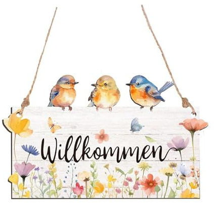 Panel de bienvenida, 20 x 12 cm, panel de puerta de entrada de madera, panel de bienvenida, puerta de entrada a doble cara, panel decorativo de pared retro para jardín, puerta de entrada al patio