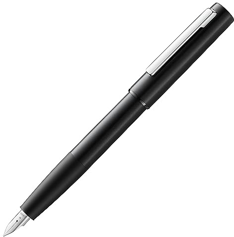 Lamy aion black fountain pen – modern fountain pen in anodized, lightweight & seamless aluminum casing – with stainless steel clip and steel nib in EF line width –incl T 10 blue ink cartridge