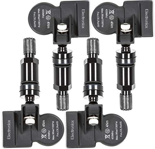 RDKS TPMS - 4 sensori di pressione per pneumatici, sistema di controllo della pressione dei pneumatici, valvola in metallo, colore nero, adatto per Grand Cherokee 500L