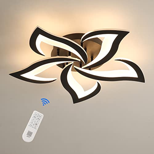 Riserva Plafonnier LED Dimmable 40W, Créatif Pétales Design, Noir, 60cm