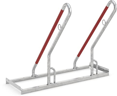 König Werbeanlagen Dreifke Appui-vélo et Râtelier de Sol 0502 XBF | Support pour 2 Vélos avec Arceau | Acier Galvanisé à Visser | Idéal Pneus Larges, VTT & eBike