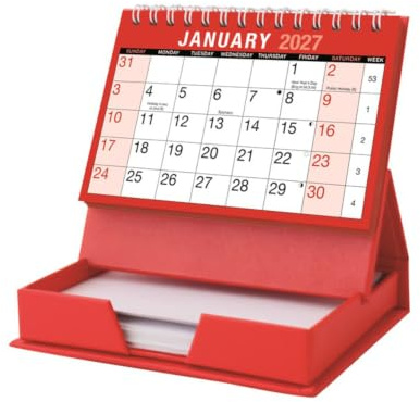 2027 Calendar Planner Month to View/Week to View Organiser Spiral Bound Wall Planner for Home Business Office School (Month to View Desktop with Memo Note Pad)