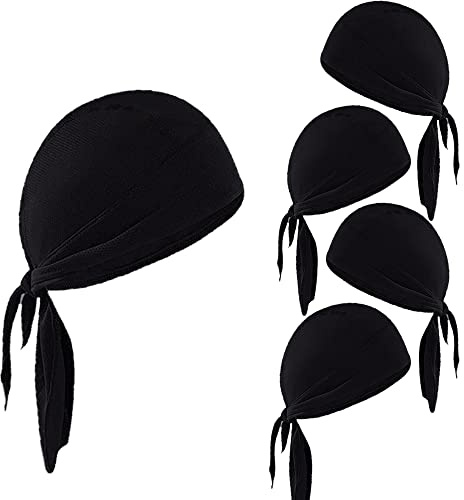 BEISIJIA 5 Packs Sports Cycling Cap Breathable Quick Dry Bandana Under Helmet Skull Cap Adjustable Cycling Hat Running Beanie Pirate Hat Headband for Men Women