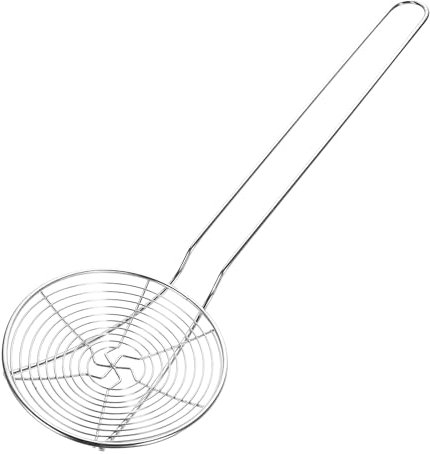 CALLARON Stainless Steel Spider Strainer Spoon - Wire Skimmer Colander, Metal Hot Pot Colander, Long Handle Strainer Spoon for Cooking, Frying Food, Noodle, 43.5x13.8cm