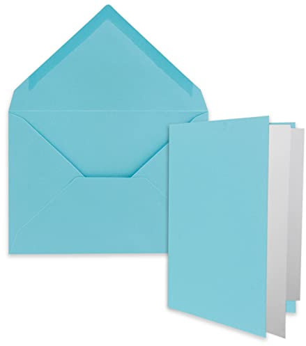 FarbenFroh by GUSTAV NEUSER 25x DIN B6 Faltkarten Set mit Umschlägen in Türkis - 120 x 170 mm - inkl. weißem Einlege-Papier - ideal für Einladungskarten, Hochzeit, Taufe, Kommunion, Konfirmation