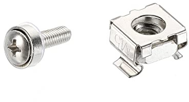 PATIKIL Rack Mount Cage Nuts M5x15mm Mounting Screws Iron Nickel Plated for Server Rack Cabinets with Washers, Silver Tone 10 Sets
