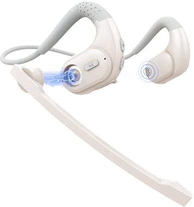 BANIGIPA Bluetooth Headset with Removable Microphone, Wireless Headset w/DSP Noise Cancelling for Phones Computer PC, Open Ear Headphones for Working Driving Running Cycling Driving -12 Hrs