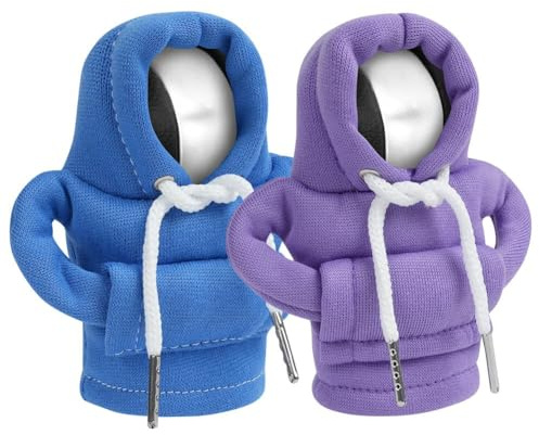 Adiwo Gear Stick Hoodie, 2pcs Car Gear Shift Knob Cover, Creative Gearstick Lever Hoodie, Universal Gear Shifter Knobs Sweatshirt for Gearshift, 4.7 Inch Car Gear Handle Cover Car Interior Hoodie B