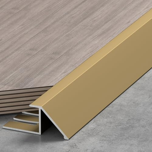 TREGOO Transition Strip Wood Flooring Transition Ramp Reducer, Indoor Metal Threshold Cover for Uneven Floors/Tiles/Carpet, Laminate Underlay Edge Trimming Bar (Color : Gold, Size : 10mm-12mm), 78634