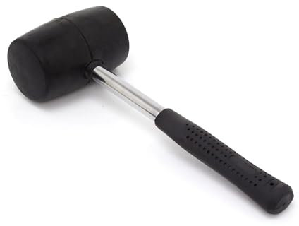 16oz Rubber Mallet with Steel Shaft - Heavy Duty Hand Tool, Small Hammer, Comfortable Grip to Reduce Hand Fatigue, Camping Mallet, Great for DIY, Metal Work, Woodworking and More