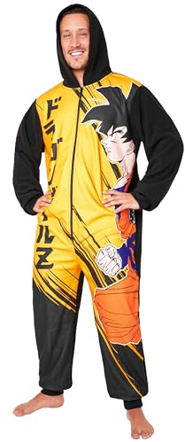 Dragon Ball Z Pijama Mono Polar con Capucha para Hombre - Regalos Homrbes (Negro/Amarillo, L)