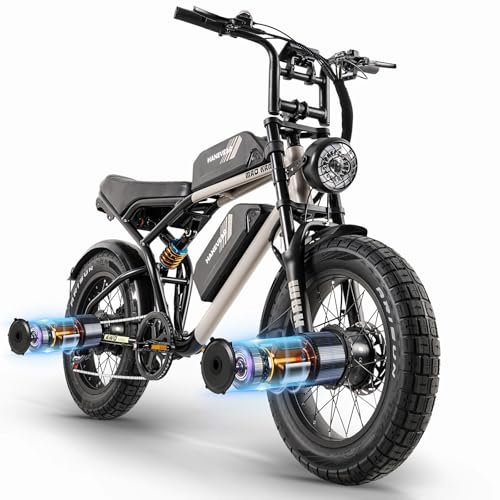 Elektrofahrrad, 20 Zoll E Bike Herren 160NM Doppelmotor | 2*18Ah Lithium Doppelbatterie EBIKE für Erwachsene, Vollgefedertes All-Terrain mit Hydr. Bremsen, Offroad E-Mountainbike, Elektro Motorrad