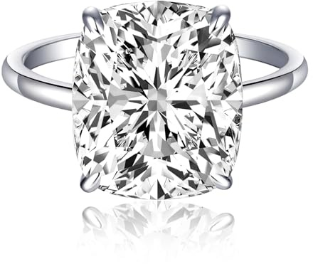 AVECON 3CT Elongated Cushion Cut Engagement Ring for Women, Promise Wedding Cubic Zirconia White Gold Plated Band Size 5