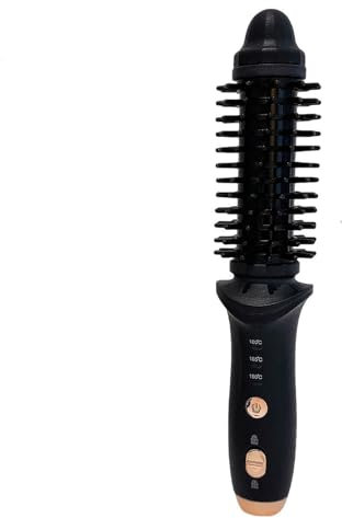 Mini Cordless Heated Round Brush for Travel, Thermal Curling Iron for Short Hair USB Rechargeable Small Barrel Volume Heat Styling Curling Brush for Men and Women Curly Straight Hair (Black)