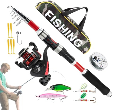 Caña Y Carrete - Combo Accesorios - Equipo De Exterior Señuelos De Bass Kit De Herramientas Accesorios con Bolsa para Trucha Bagre Crappie Agua Salada Y Dulce