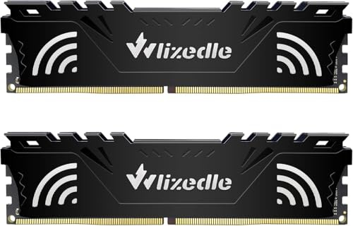 Wlizedle DDR4 32GB Kit (2x16GB) 2666MHz RAM CL19 UDIMM Memory Module PC4-21300 288-Pin 1.2V for Desktop Computer, Black