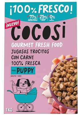 Cocosi Gourmet Fresh Food Puppy – Comida Natural Semi-Húmeda para Cachorros con Pescado, Pavo y Cerdo – 1 kg