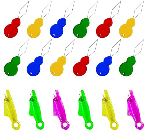 Bitone 18pcs Needle Threaders Gourd Shaped Plastic Needle Thread Easy to Insert Hand Sewing Needles,Automatic Needle Threading Tool for Hand Sewing, Cross Stitch & Clothing Repair