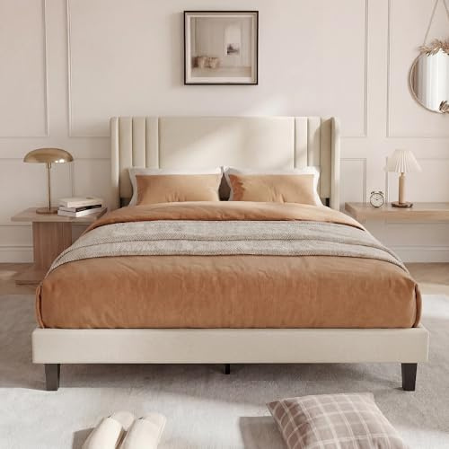 HFASD Letto imbottito 160 x 200 cm, letto matrimoniale con testiera imbottita, letto moderno 160 x 200 cm, telaio del letto con rete a doghe in legno e metallo, per camera da letto, camera degli