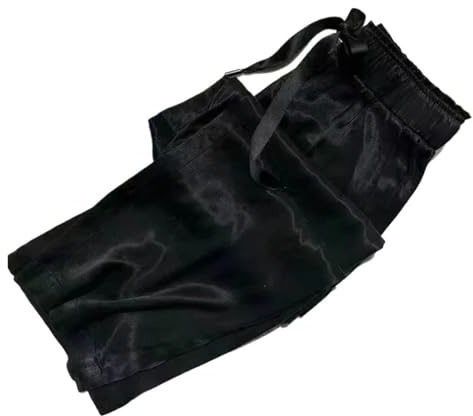 NDSJAIE Pantalon d'été en Soie glacée pour Femme Pantalon d'été en Soie glacée Vert Menthe, Jambes Larges et étroites, Coupe Droite Ample pour Un Port Quotidien